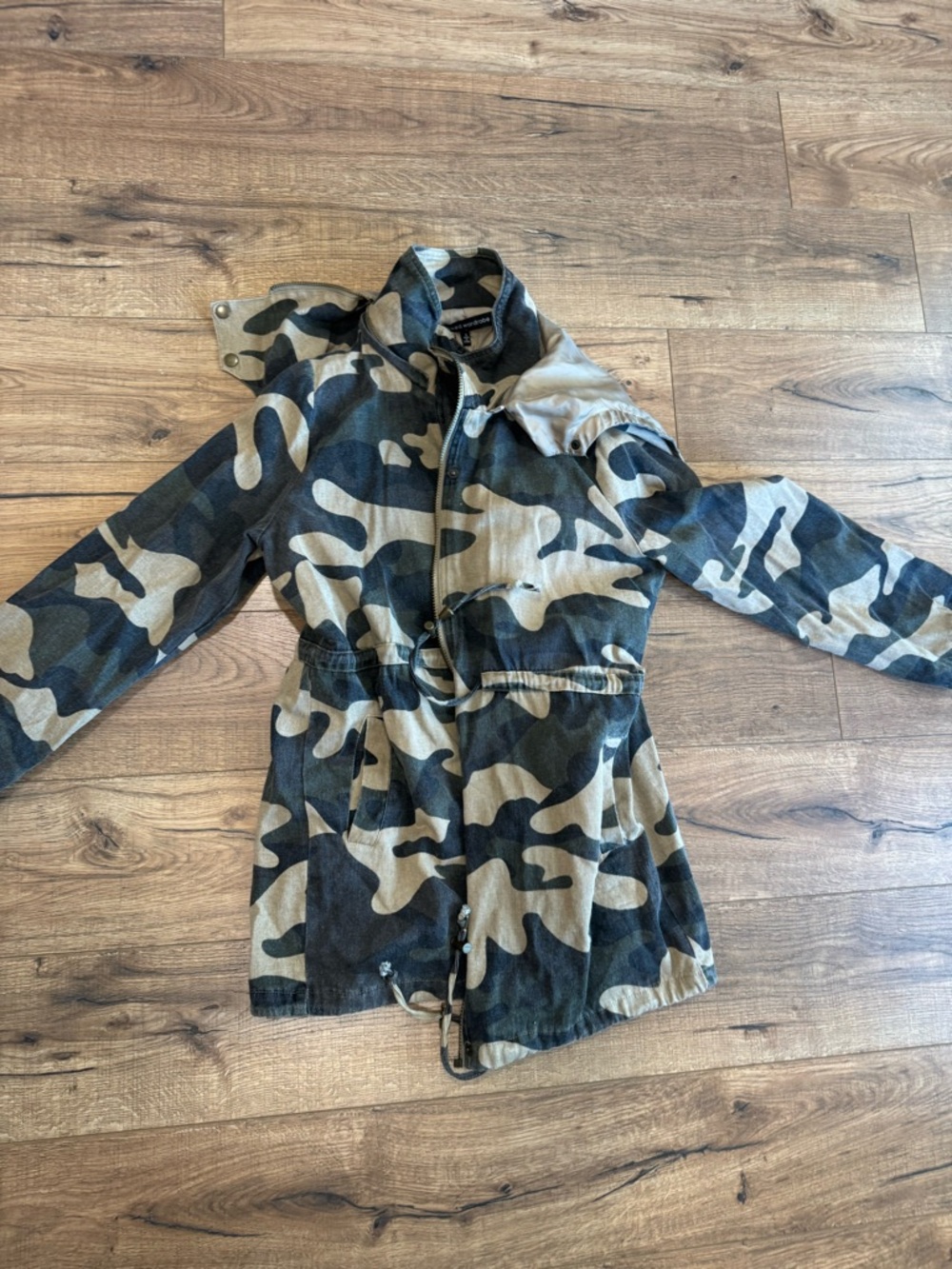 naked wardrobe Green & Black Camouflage Utility Jacket